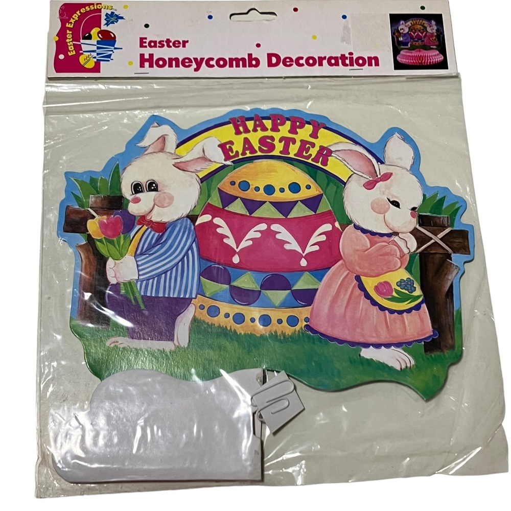NEW Vintage Easter Expressions Easter Bunny Rabbit Egg Honeycomb Decoration